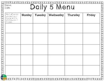 Daily 5 and Daily 3 Menus by The Fighting Texan | TpT