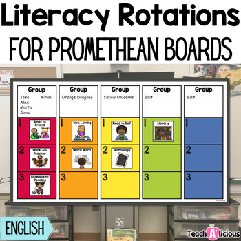 Preview of Literacy Station Rotations Chart for ActivInspire Promethean | in English