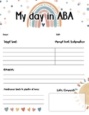 Daily ABA therapy Log - Home Log - Communication folder - 