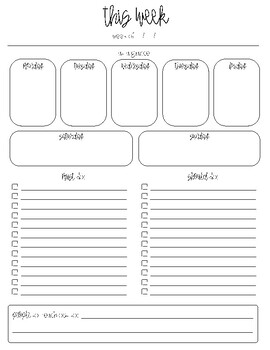 Weekly At A Glance Planner by Teach Life Balance | TPT