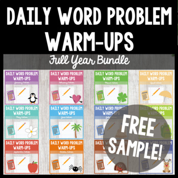 Preview of Daily Addition & Subtraction Math Word Problem Warm-Ups FREE 5-Day Sample