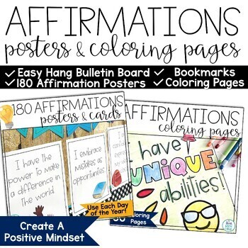 Preview of Test Motivation Daily Coloring Pages and Affirmation Posters Cards Slides