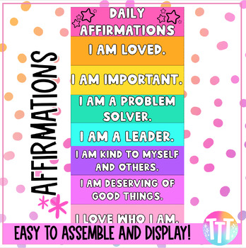 Preview of Daily Affirmations Classroom Poster/Display