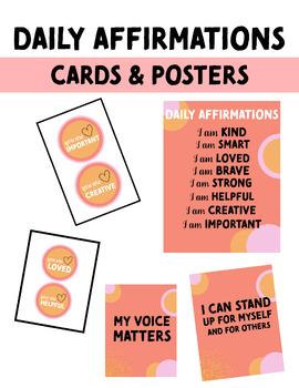 Preview of Daily Affirmations Posters, Cards, Bulletin Board Materials