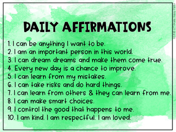 Download Daily Affirmations | Student Affirmations | Printable ...