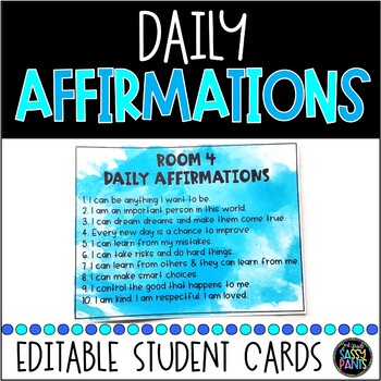 Preview of Daily Affirmations | Student Affirmations | Printable | Editable
