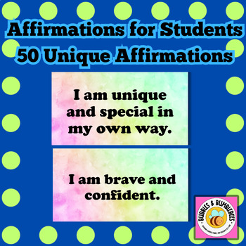 Preview of Daily Affirmations for Students-50 Unique Affirmations for your Morning Meetings