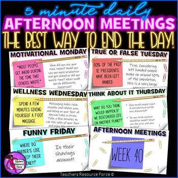 Preview of Daily Afternoon Meeting Messages Digital Activities [1 YEAR]