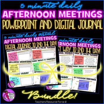 Preview of Daily Afternoon Meeting PowerPoint + Journal BUNDLE [1 YEAR]