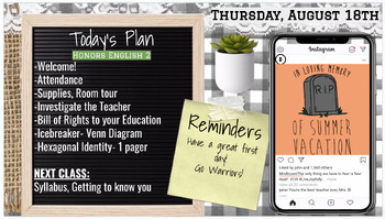 Preview of Daily Agenda Buffalo Plaid & Lace w/ Gif & Instagram Slide Theme-Customizable!