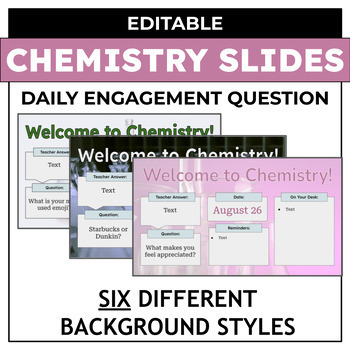Preview of Daily Agenda Chemistry Slides with Daily Question | EDITABLE