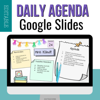 Preview of Daily Agenda Editable Google Slides Templates, Assignment Slides 