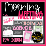Daily Agenda Editable School Color Slides in Pink