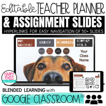 Preview of Daily Agenda Editable for GOOGLE Slides/ DISTANCE and Blended Learning: DOG EYES