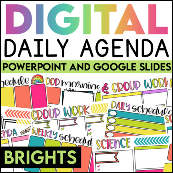 Preview of Daily Agenda GOOGLE SLIDES Templates for PreK-5