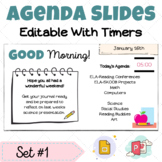 Daily Agenda Slides Goggle & PowerPoint with Timers | Set #1