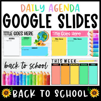 Preview of Daily Agenda Google Slides - Back to School Templates
