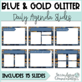 Blue and Gold Glitter New Year Daily Agenda Google Slides