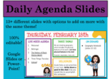 Daily Agenda Google Slides - "Bright School Colors" Editab