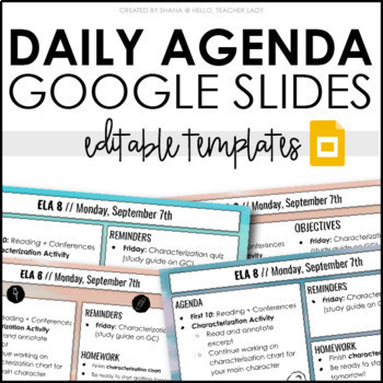 Daily Agenda Google Slides Editable Templates 1 Distance Learning