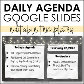 Daily Agenda Google Slides Editable Templates 7 Distance Learning