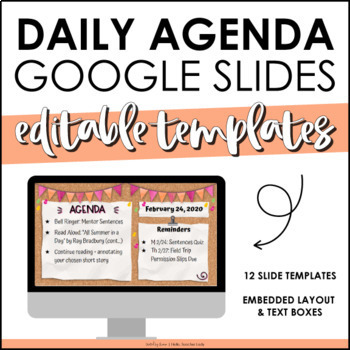 Daily Agenda Google Slides Editable Templates 8 Distance Learning