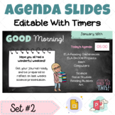Daily Agenda Slides PowerPoint & Google with Timers | Set #2