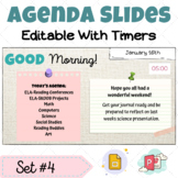 Daily Agenda Slides Google & PowerPoint with Timers | Set #4