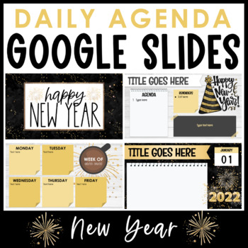 Preview of Daily Agenda Google Slides - New Year's Templates