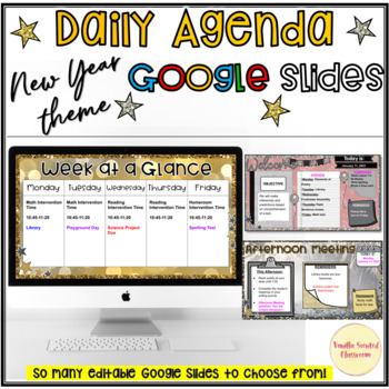 Preview of Daily Agenda Google Slides | Schedule | Digital | New Year January 2024