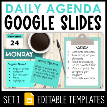 Preview of Daily Agenda Google Slides - Set 1 | Editable Agenda Templates
