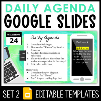 Preview of Daily Agenda Google Slides - Set 2 | Editable Agenda Templates