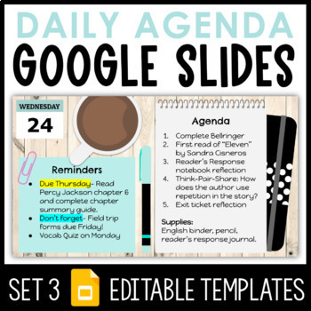 Preview of Daily Agenda Google Slides - Set 3 | Editable Agenda Templates