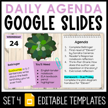 Preview of Daily Agenda Google Slides - Set 4 | Distance Learning