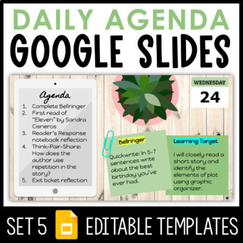 Preview of Daily Agenda Google Slides - Set 5 | Distance Learning