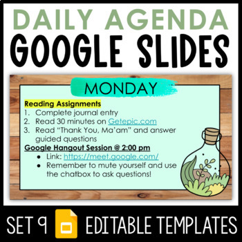Daily Agenda Google Slides Set 9 Distance Learning By Sassy In Middle