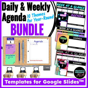 Preview of Daily Agenda Google Slides™ Template BUNDLE