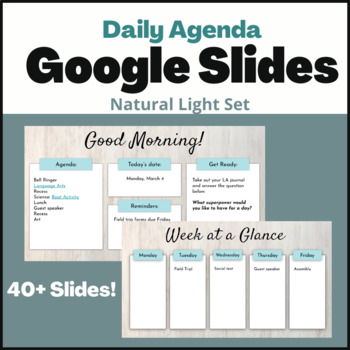 Preview of Daily Agenda Google Slides Template- Natural Light Set