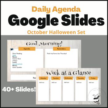 Preview of Daily Agenda Google Slides Template- October Halloween