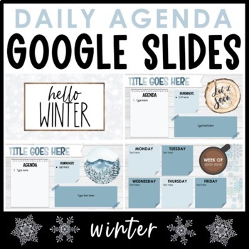 Preview of Daily Agenda Google Slides - Winter Templates