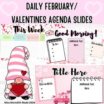 Preview of Daily Agenda Morning Slides | February, Valentines Day
