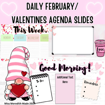 Preview of Daily Agenda Morning Slides Freebie | February, Valentines Day