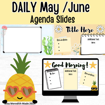 Preview of Daily Agenda Morning Slides | May, Cinco De Mayo, June, Summer