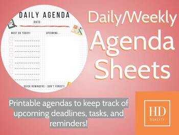 Preview of Daily Agenda Sheet - Great for Students and Teachers!