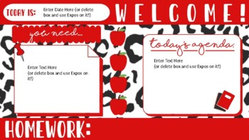 Preview of Daily Agenda Slide - Red Leopard Theme