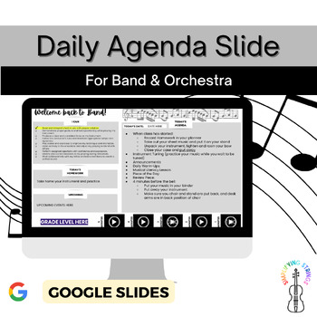 Preview of Daily Agenda Slide for Band and String Orchestra