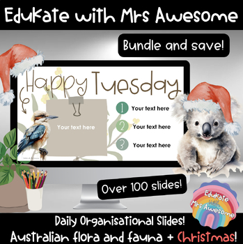 Preview of Daily Agenda Slides Bundle - Australian Flora and Fauna + Australian Christmas