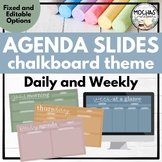 Daily Agenda Slides - Chalkboard Theme (Classroom or Dista