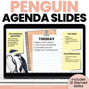 Preview of Google Slides Template - Editable Daily Agenda Slides - PENGUIN THEME