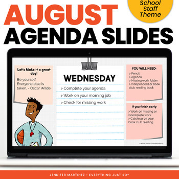 Preview of Back to School Google Slides Template - Digital Daily Agenda Slides August